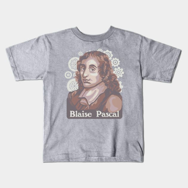 Blaise Pascal Portrait Kids T-Shirt by Slightly Unhinged